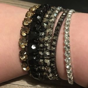 Rhinestone Stretchy Bracelet set of 6
